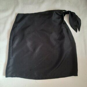 Ladies Black 100% Silk Wrap Around Skirt with Side Tie